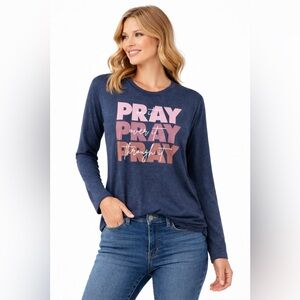Pray Over It Long Sleeve Graphic Tee | Faith Shirt | Love & Faith | Size M